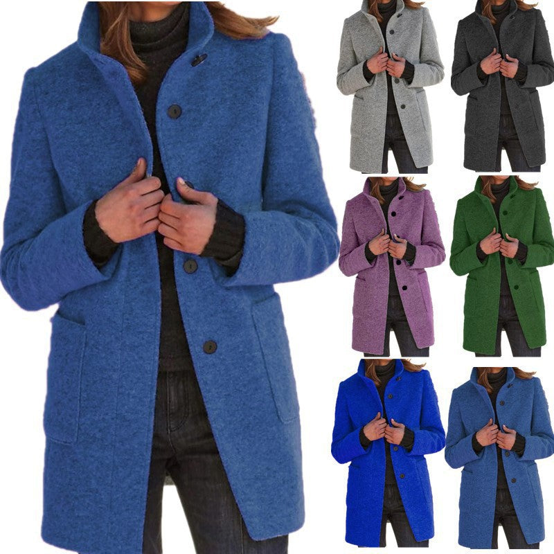 Vintora™ – Retro Women's Windbreaker with Buttons and Stand-Up Collar